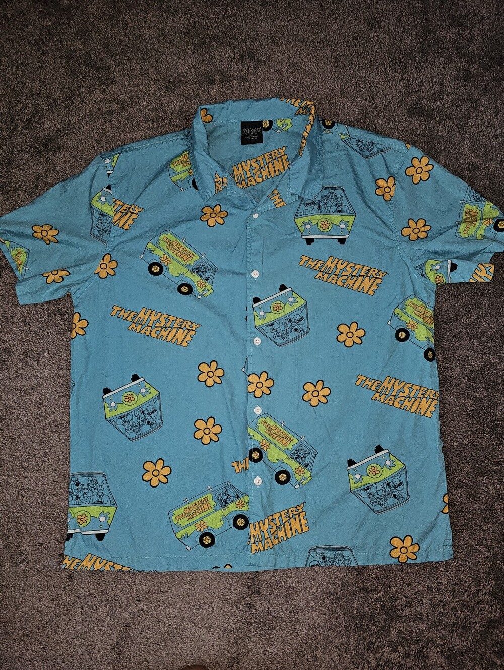 Scooby Doo Mystery Machine Button Down Shirt Short Sleeve Sz XL